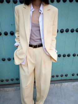 Mango High Rise Wide Leg Trousers, Yellow, Yellow