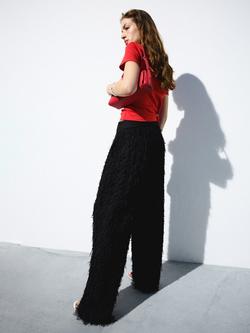 Mango Textured Straight Trousers, Black - view 2, Black