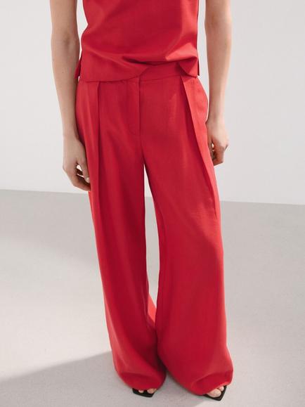 Mango Tailored Trousers, Red, Red