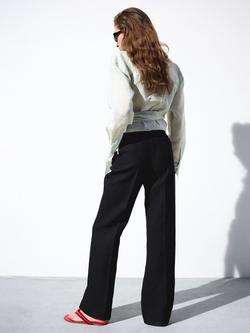 Mango Mid Rise Straight Leg Trousers, Black - view 2, Black