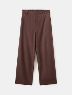 Mango High-Waist Wide-Leg Trousers, Chocolate, Chocolate