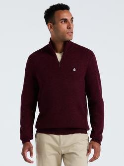 Original Penguin Quarter Zip Lambswool Jumper, Cabernet