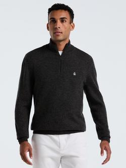 Original Penguin Quarter Zip Lambswool Jumper, Charcoal Heather