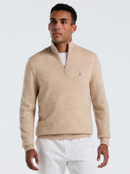 Original Penguin Quarter Zip Lambswool Jumper, Birch