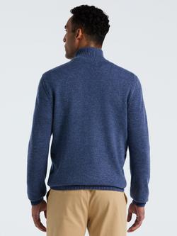 Original Penguin Quarter Zip Lambswool Jumper - view 2, Sargasso Sea
