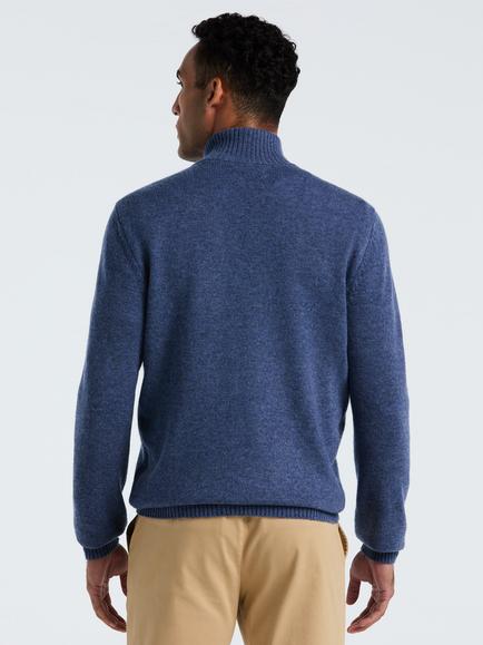 Original Penguin Quarter Zip Lambswool Jumper - view 2, Sargasso Sea