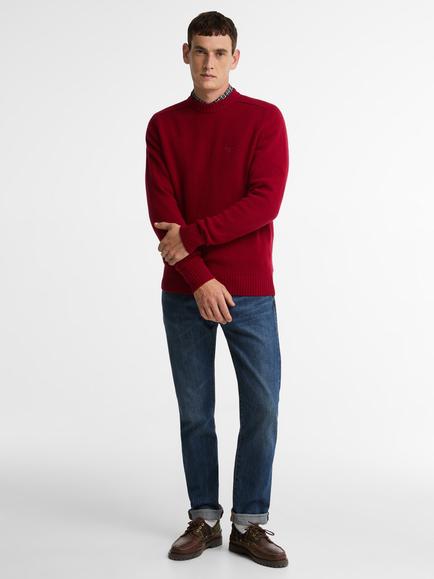 Barbour Newtown Crew Neck Jumper, Biking Red - view 2, Biking Red