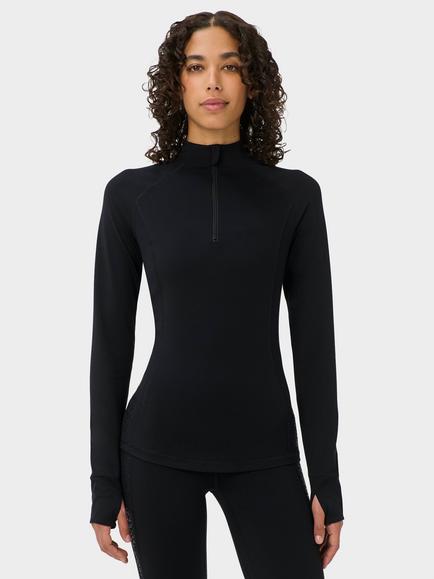 Sweaty Betty Ultimate Studio Pilates Gripper Half Zip Top, Black, Black
