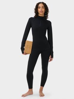 Sweaty Betty Ultimate Studio Pilates Gripper Half Zip Top, Black - view 2, Black