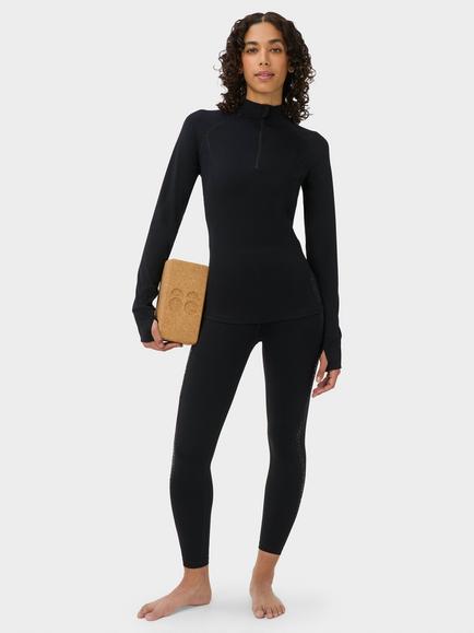 Sweaty Betty Ultimate Studio Pilates Gripper Half Zip Top, Black - view 2, Black