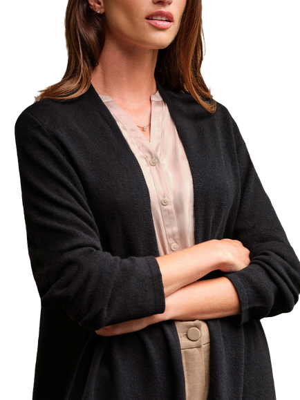 Pure Collection Pure Gassato Cashmere Swing Cardigan, Anthracite Black - view 2, Anthracite Black