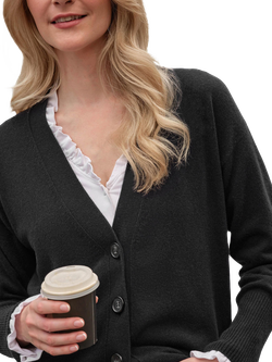 Pure Collection Cashmere Boyfriend Cardigan - view 2, Anthracite Black