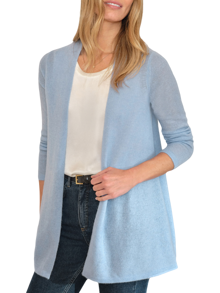 Pure Collection Pure Gassato Cashmere Swing Cardigan, Frosted Blue, Frosted Blue