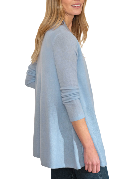 Pure Collection Pure Gassato Cashmere Swing Cardigan, Frosted Blue - view 2, Frosted Blue