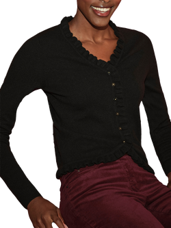 Pure Collection Cashmere Ruffle Cardigan, Anthracite Black