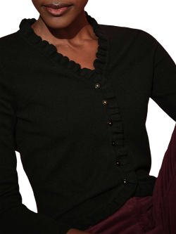Pure Collection Cashmere Ruffle Cardigan - view 2, Anthracite Black