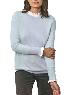Pure Collection Cashmere Boyfriend Jumper, Cloud Blue Marl