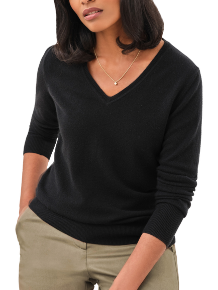 Pure Collection Cashmere V Neck Jumper, Anthracite Black