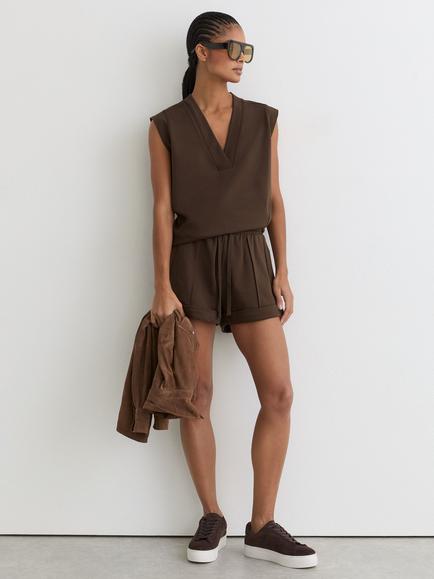 Reiss Willa V Neck Tank Top, Chocolate, Chocolate Brown
