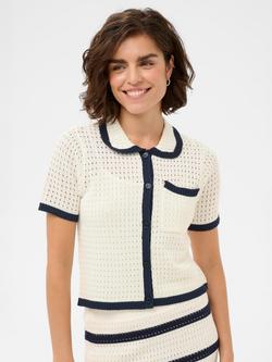 KAFFE Kabrianna Knitted Short Sleeve Cardigan, Chalk, Chalk
