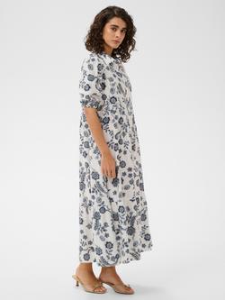 KAFFE Kaamina Relaxed Short Sleeve Shirt Dress, Chalk/Midnight, Chalk/Midnight