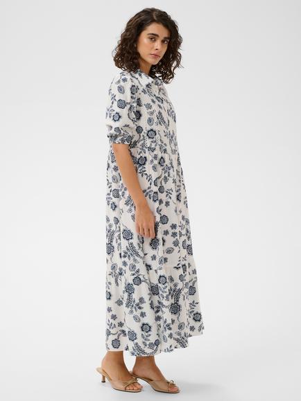 KAFFE Kaamina Relaxed Short Sleeve Shirt Dress, Chalk/Midnight, Chalk/Midnight