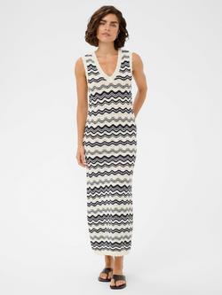 KAFFE Kaanna Sleeveless Knitted Maxi Dress, Chalk/Midnight, Chalk/Midnight