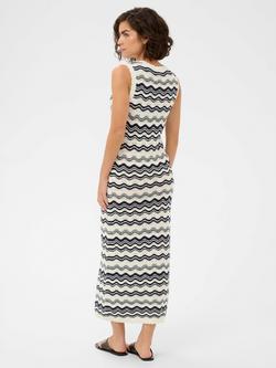 KAFFE Kaanna Sleeveless Knitted Maxi Dress, Chalk/Midnight - view 2, Chalk/Midnight
