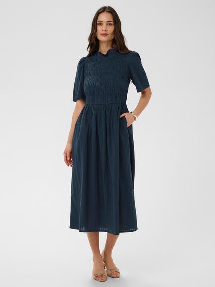KAFFE Kabethany Short Sleeve Cotton Midi Dress, Midnight Marine, Midnight Marine