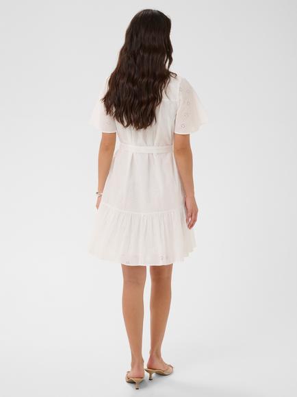 KAFFE Kafiona Short Sleeve Broderie Cotton Mini Dress, Chalk - view 2, Chalk