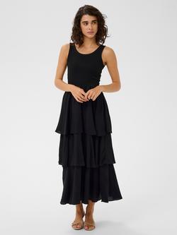 KAFFE Kaerika Sleeveless Tiered Maxi Dress, Black Deep, Black Deep