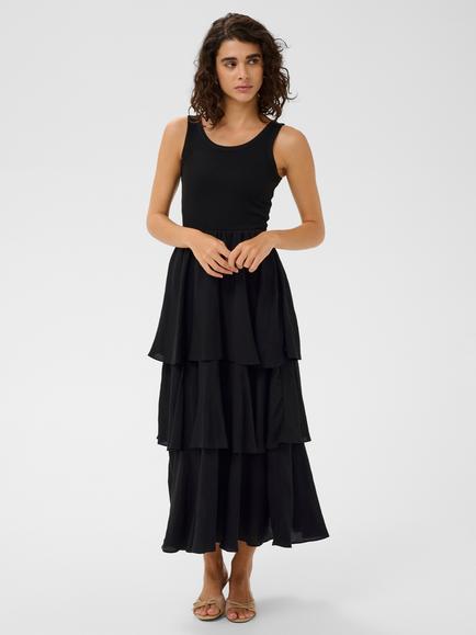 KAFFE Kaerika Sleeveless Tiered Maxi Dress, Black Deep, Black Deep