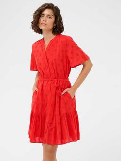 KAFFE Kafiona Tiered Shirt Dress, Poppy Red, Poppy Red