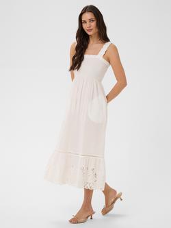 KAFFE Gertrude Eyelet-Hem Midi Dress, Chalk, Chalk