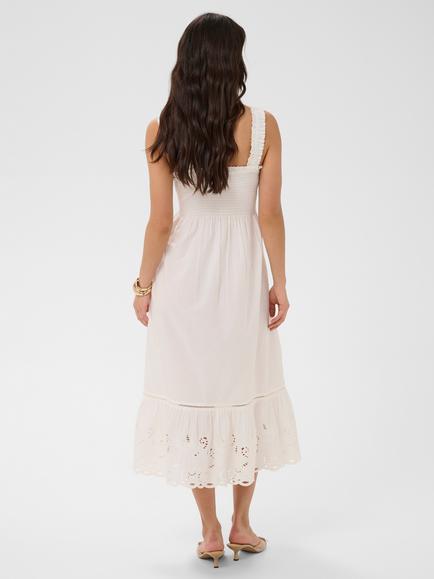 KAFFE Gertrude Eyelet-Hem Midi Dress, Chalk - view 2, Chalk