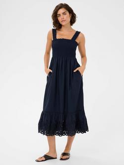 KAFFE Gertrude Eyelet-Hem Midi Dress, Midnight Marine, Midnight Marine