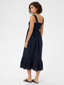 KAFFE Gertrude Eyelet-Hem Midi Dress, Midnight Marine - view 2, Midnight Marine