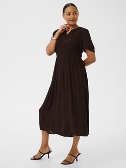 KAFFE Kavalery Amber V-Neck Midi Dress, Dark Brown, Dark Brown