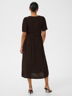 KAFFE Kavalery Amber V-Neck Midi Dress, Dark Brown - view 2, Dark Brown