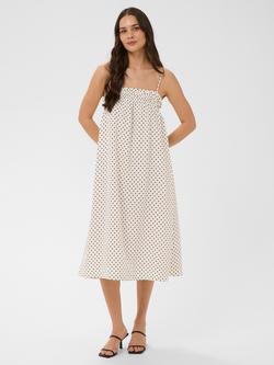 KAFFE Kawilma Spot Bandeau A-Line Dress, Chalk/Black, Chalk/Black