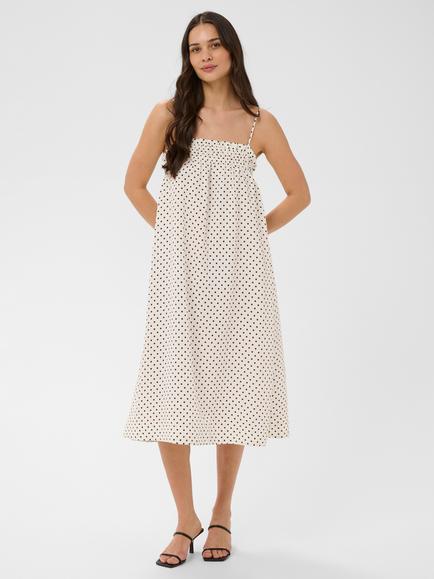 KAFFE Kawilma Spot Bandeau A-Line Dress, Chalk/Black, Chalk/Black