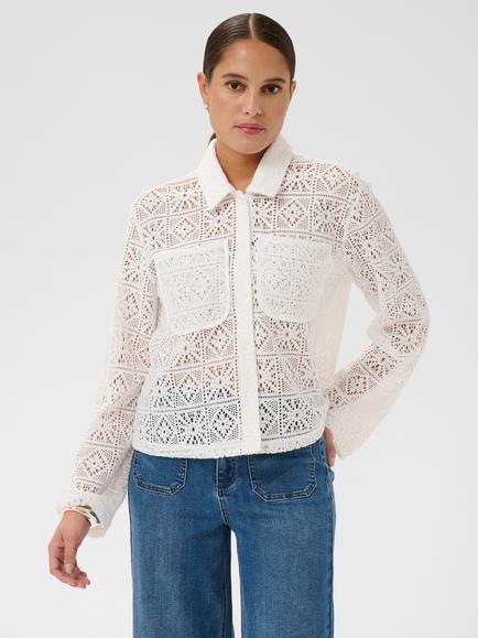 KAFFE Kacindy Crochet Lace Shirt, Chalk, Chalk
