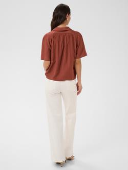 KAFFE Kaemily Short Sleeve Open Collar Blouse, Henna - view 2, Henna