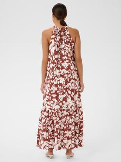 KAFFE Kaevie Floral Print Halterneck Top containing LENZING™ ECOVERO™ Viscose, Henna/Chalk - view 2, Henna/Chalk