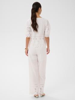 KAFFE Gertrude Embroidered V-Neck Blouse, Chalk - view 2, Chalk