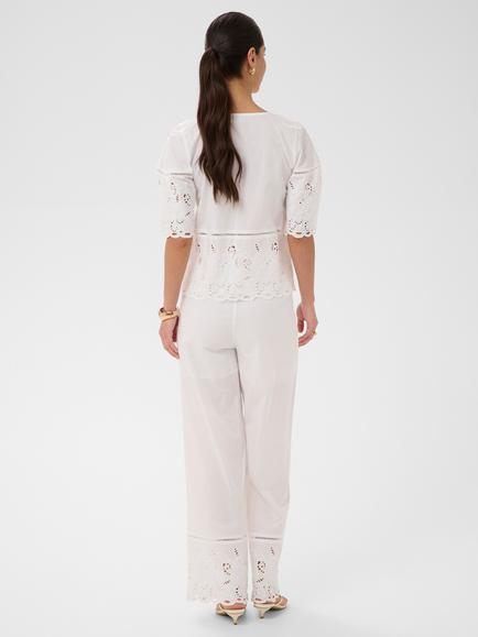 KAFFE Gertrude Embroidered V-Neck Blouse, Chalk - view 2, Chalk