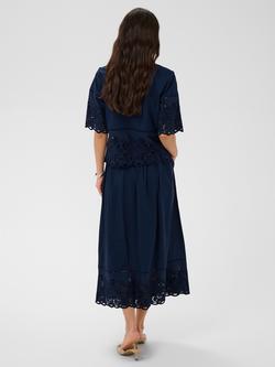 KAFFE Gertrude Embroidered V-Neck Blouse, Midnight Marine - view 2, Midnight Marine