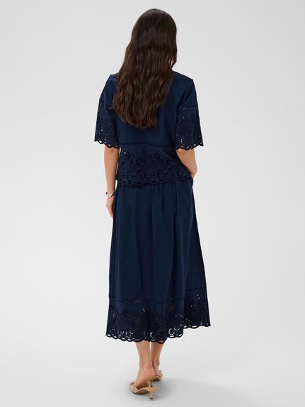 KAFFE Gertrude Embroidered V-Neck Blouse, Midnight Marine - view 2, Midnight Marine