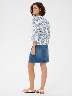 KAFFE Kaluisa V-Neck Floral Blouse, Chalk/Midnight - view 2, Chalk/Midnight