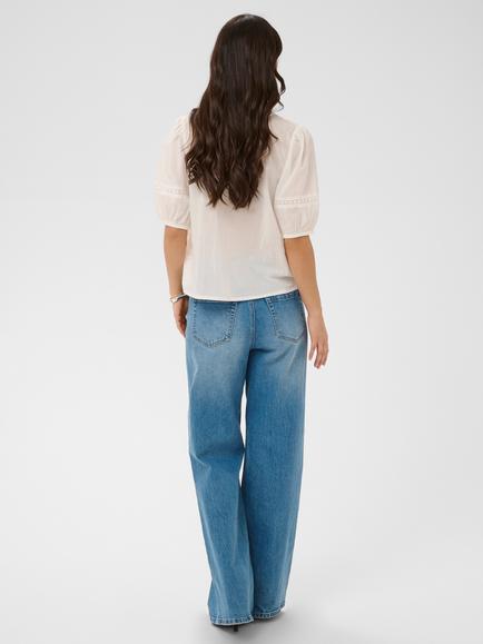 KAFFE Kavalerie Pintuck V-Neck Blouse, Chalk - view 2, Chalk